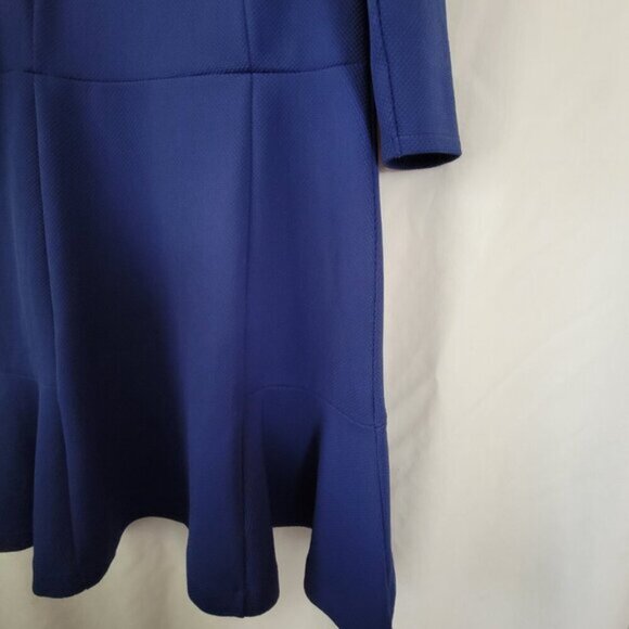 Isaac Mizrahi Shift Dress QVC Royal Cobalt Blue Medium Waffle Knit Minimalist - Picture 3 of 9